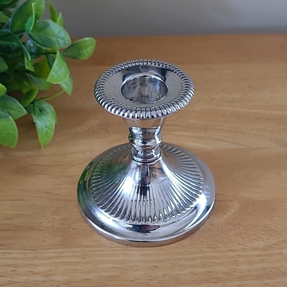 IANTHE Vintage Silver Plated Taper Candle Holder, Made in England